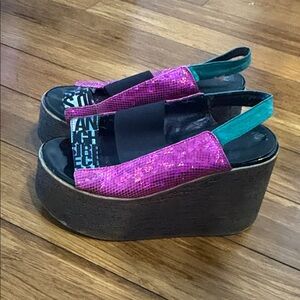 Fuchsia and Turquoise light Platform Shoes 6 US